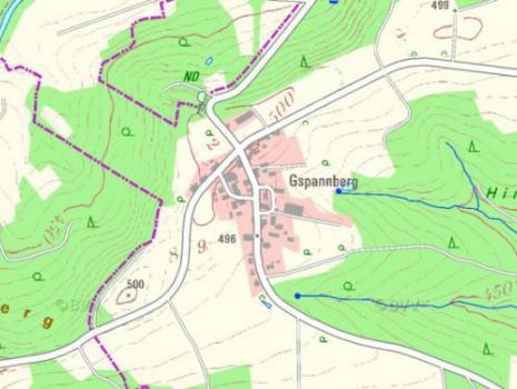 Historische Ortshinweise über Gspannberg unter Topographia Franconiae